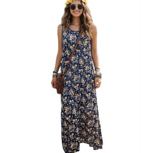 Floral Maxi Dress Festival Cottage Boho Spring Prairie 90s Size 16 XL Jumper